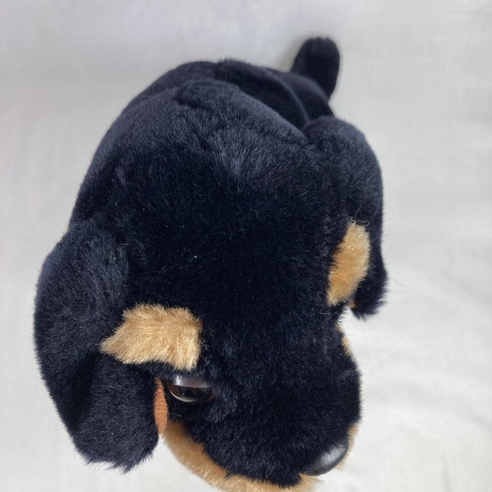 Fiesta 10" Sitting Rottweiler Plush Realistic Black Brown Dog Stuffed Animal Toy - Picture 6 of 10